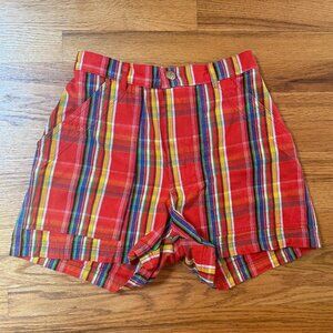 Bright red plaid Big Bud Press shorts